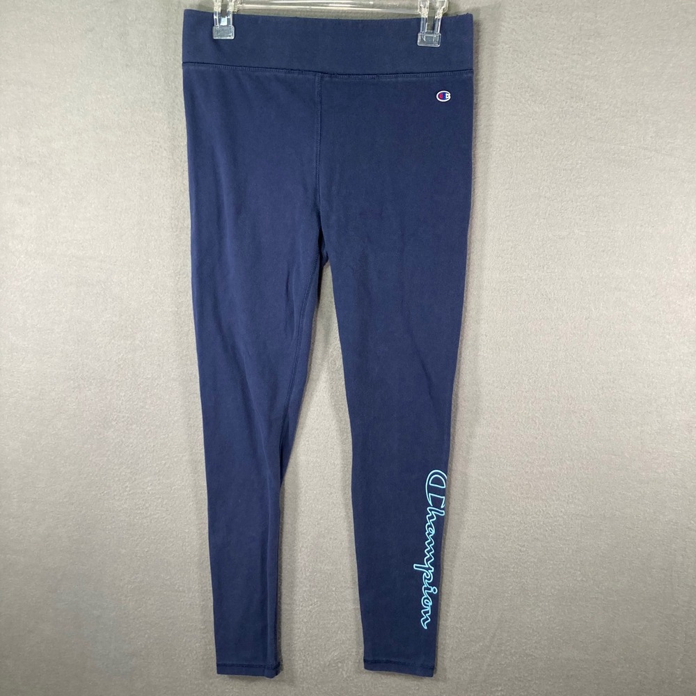Champion Womens Medium Leggings Blue Athletic‎ Workout Pants Stretch